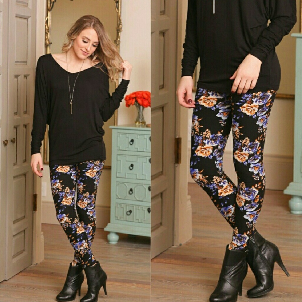 PLUS SIZE 12-18!! 🌹 Floral Leggings